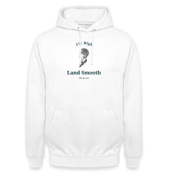 Fly High, Land Smooth, Repeat - Unisex Hoodie - white - Front - AI Model Male 185 dark (185cm) & AI Model Female 172 dark (172cm)