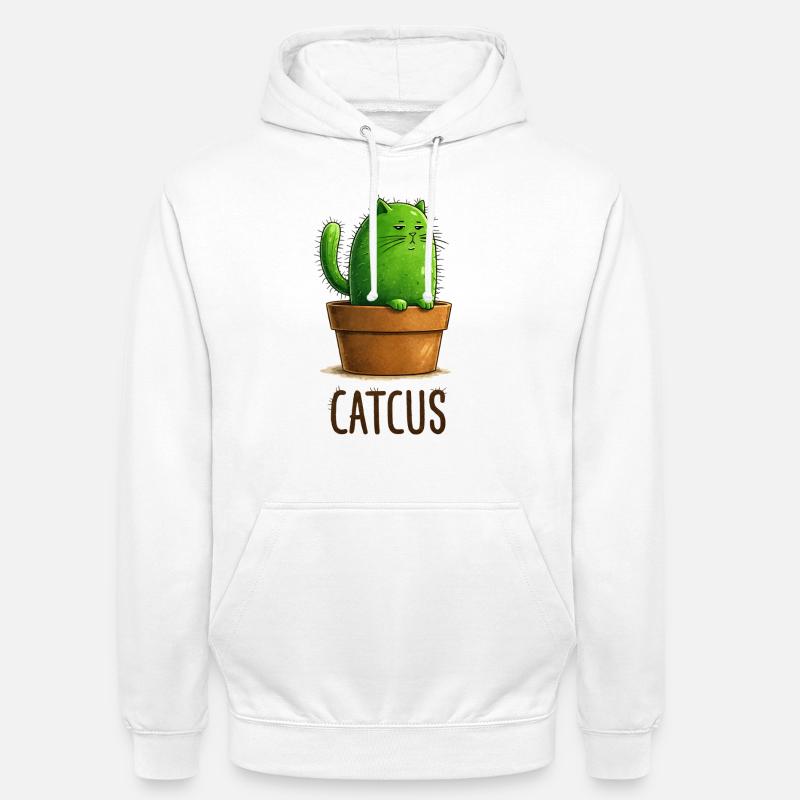 Catcus – Cactus Cat avec Attitude - Sweat-shirt à capuche unisexe - blanc