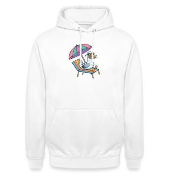 Möwe macht Urlaub - Unisex Hoodie - Weiß - Vorne - AI Model Male 185 dark (185cm) & AI Model Female 172 dark (172cm)