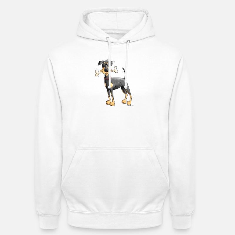 Dobermann Oder Pinscher mit Knochen - Unisex Hoodie - Weiß