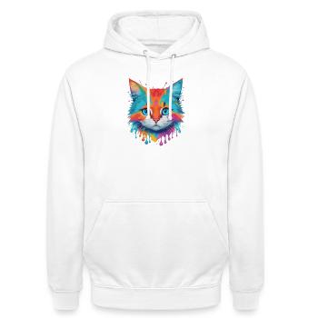 Niedliche Katze - Unisex Hoodie - Weiß - Vorne - AI Model Male 185 dark (185cm) & AI Model Female 172 dark (172cm)