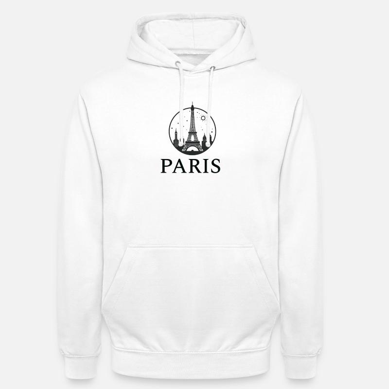 Paris Eiffel Tower silhouette in a circle - Unisex Hoodie - white