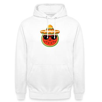 Melon Kawaii Pastèque Cinco de Mayo Cool - Sweat-shirt à capuche unisexe - blanc - Devant - AI Model Male 185 dark (185cm) & AI Model Female 172 dark (172cm)