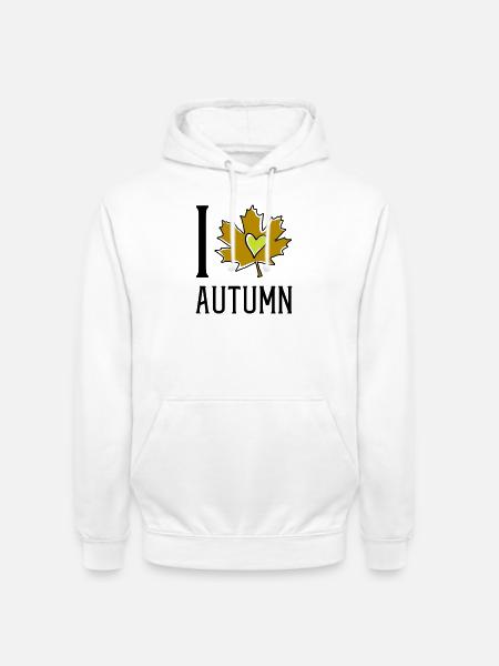 Herz im Herbstblatt - Unisex Hoodie - Weiß