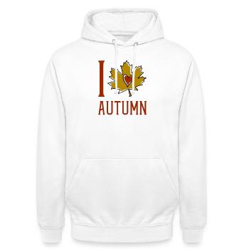 Autumn Leaf Heart Motif - Unisex Hoodie - white - Front - AI Model Male 185 dark (185cm) & AI Model Female 172 dark (172cm)