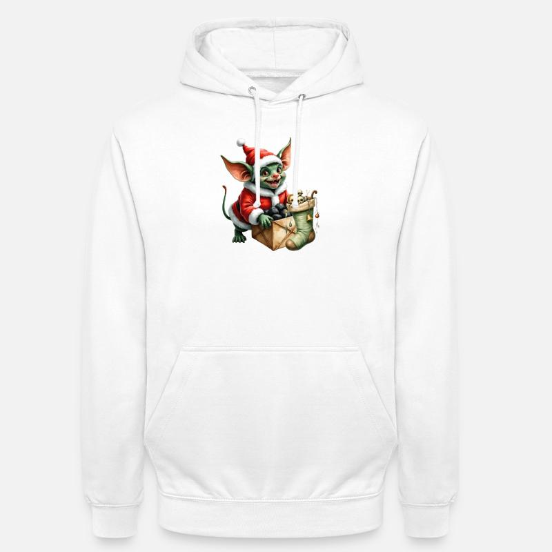 Lutin de Noël vert avec sac - Sweat-shirt à capuche unisexe - blanc