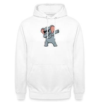 Lustiger Elefant im Dab-Style - Unisex Hoodie - Weiß - Vorne - AI Model Male 185 dark (185cm) & AI Model Female 172 dark (172cm)