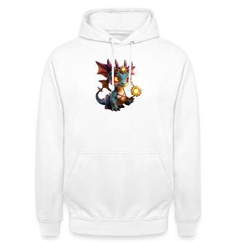 Dragon Steampunk Illuminé - Sweat-shirt à capuche unisexe - blanc - Devant - AI Model Male 185 dark (185cm) & AI Model Female 172 dark (172cm)