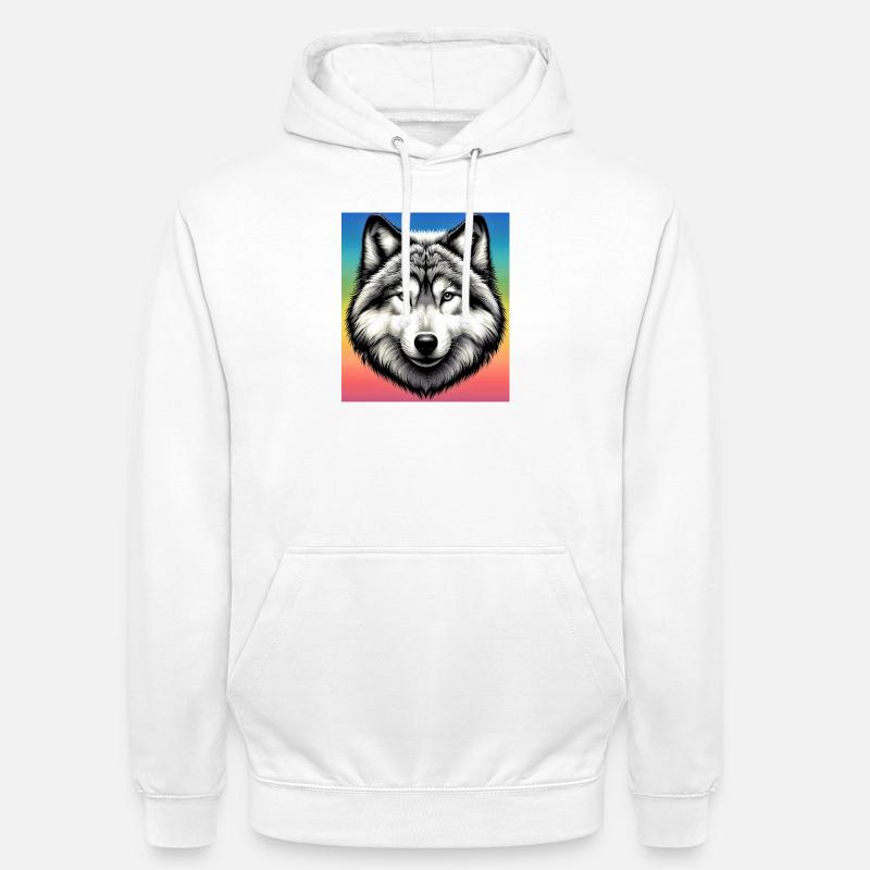Loup - Sweat-shirt à capuche unisexe - blanc