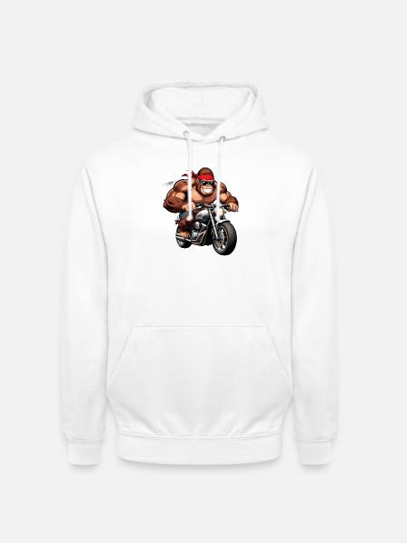 Biker Gorille Musclé - Sweat-shirt à capuche unisexe - blanc