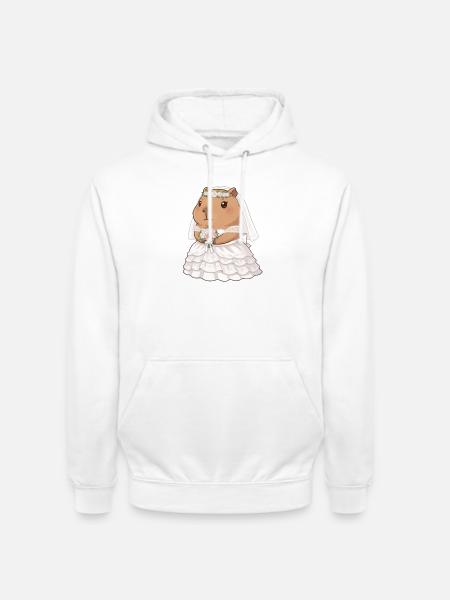 Capybara Braut an Hochzeit  - Unisex Hoodie - Weiß