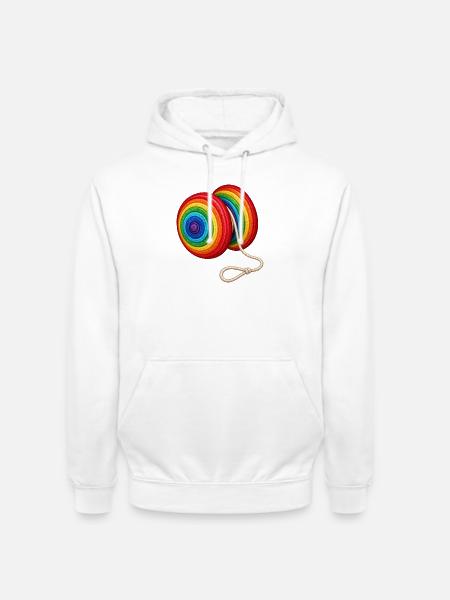 Buntes Jo-Jo – Stickmotiv Optik - Unisex Hoodie - Weiß