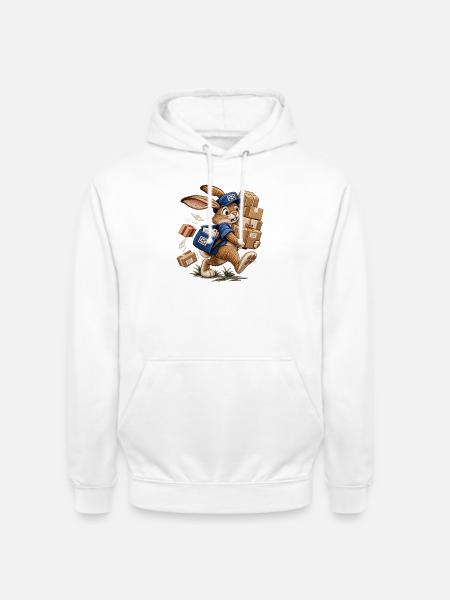 Hase als Paketbote - Unisex Hoodie - Weiß