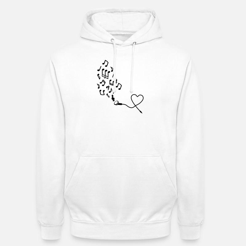 Kopfhörer mit Noten - Unisex Hoodie - Weiß