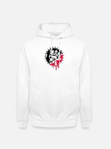 Skull with Crown Graffiti Patch - Unisex Hoodie - white