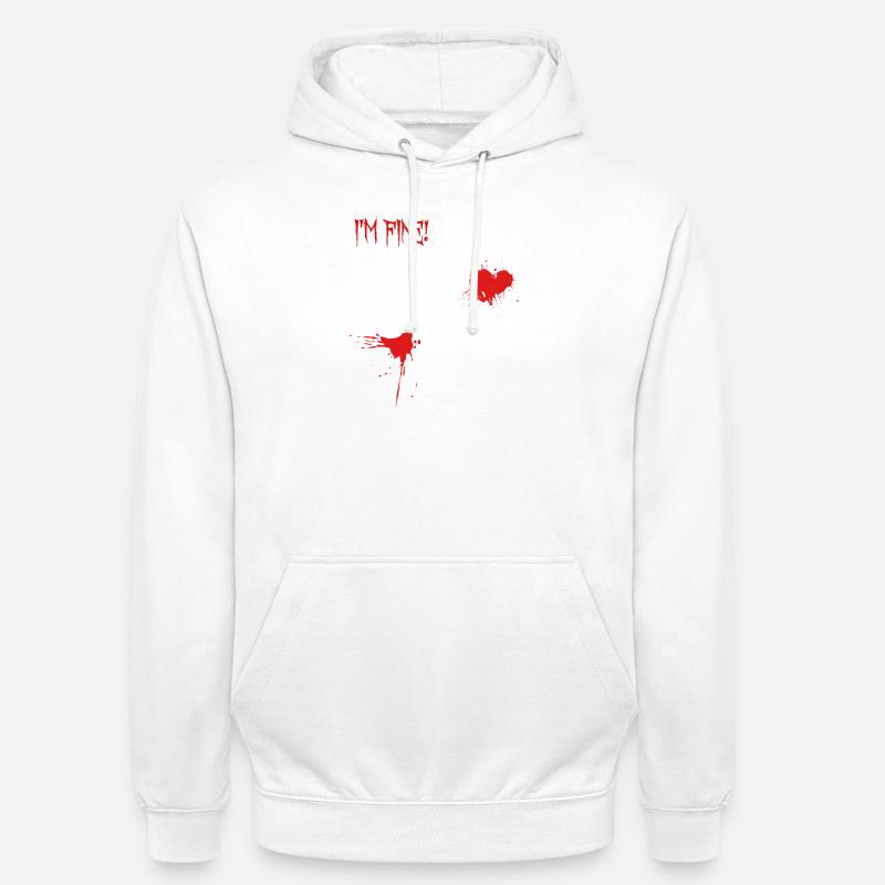 Je vais bien, éclaboussures de sang - Sweat-shirt à capuche unisexe - blanc