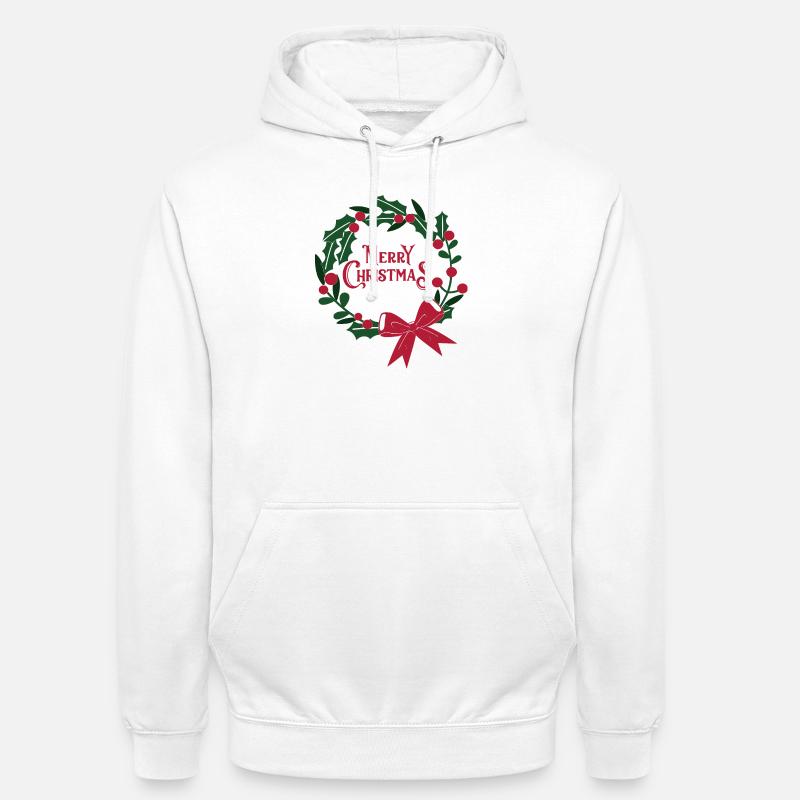 Weihnachtskranz mit roter Schleife - Unisex Hoodie - Weiß