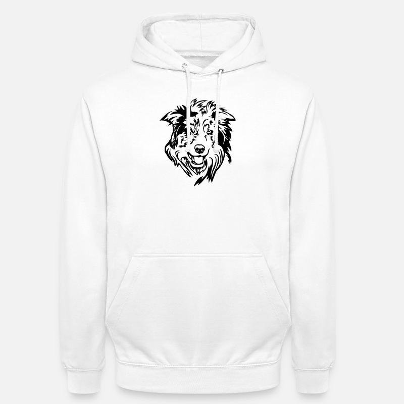 Border Collie Head - Unisex Hoodie - white
