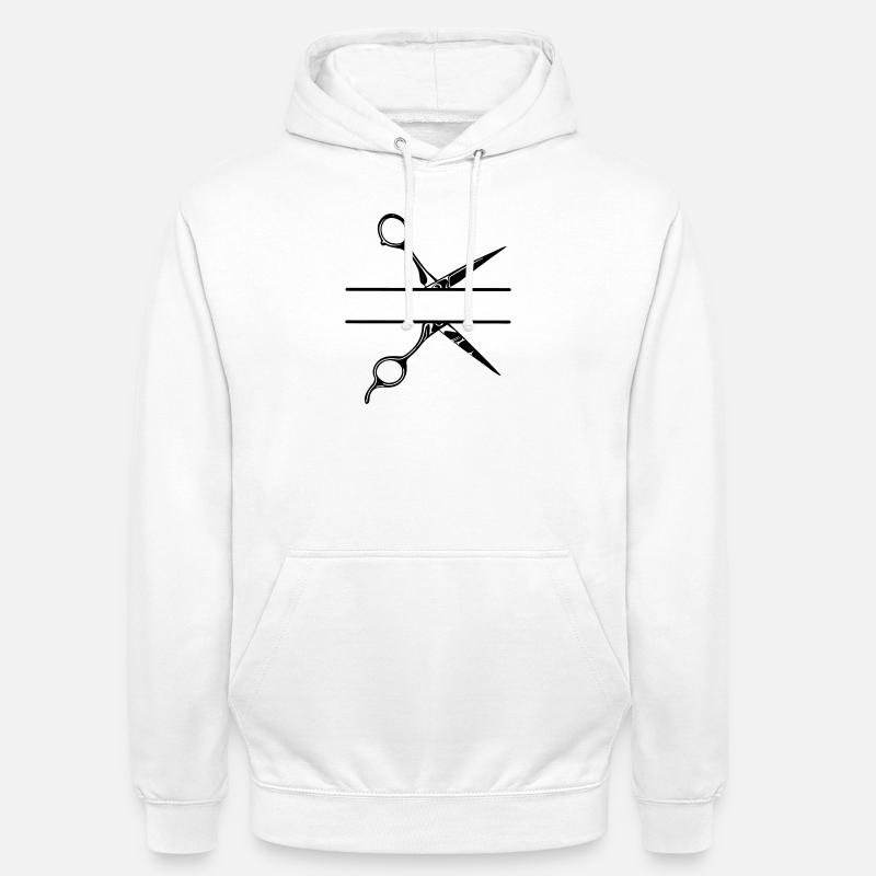 Textbanner Logo Friseur, Schere - Unisex Hoodie - Weiß