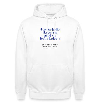 Außerhalb Bayerns kein Leben - Unisex Hoodie - Weiß - Vorne - AI Model Male 185 dark (185cm) & AI Model Female 172 dark (172cm)