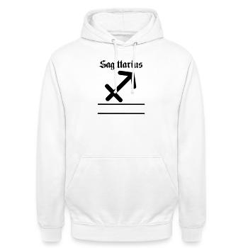 Schütze Namensbanner Schütze - Unisex Hoodie - Weiß - Vorne - AI Model Male 185 dark (185cm) & AI Model Female 172 dark (172cm)