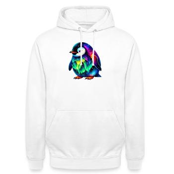 Manchot aurore boréale - Sweat-shirt à capuche unisexe - blanc - Devant - AI Model Male 185 dark (185cm) & AI Model Female 172 dark (172cm)