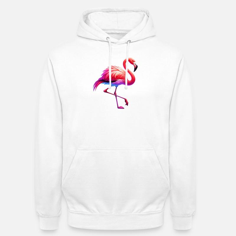 Flamant - Sweat-shirt à capuche unisexe - blanc