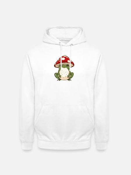 Mushroom Cap Frog Whimsy - Unisex Hoodie - white