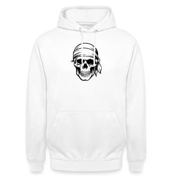Crâne de pirate - Sweat-shirt à capuche unisexe - blanc - Devant - AI Model Male 185 dark (185cm) & AI Model Female 172 dark (172cm)