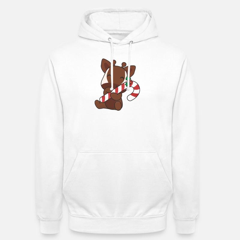 Niedliches Weihnachts-okapi Mit Zuckerstange - Unisex Hoodie - Weiß
