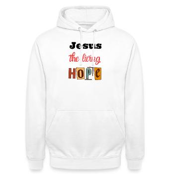 Joie de vivre Hope Design - Sweat-shirt à capuche unisexe - blanc - Devant - AI Model Male 185 dark (185cm) & AI Model Female 172 dark (172cm)