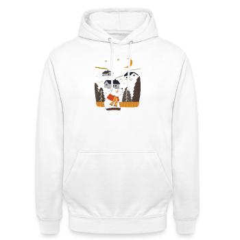 Nordischer Bär im Winter  - Unisex Hoodie - Weiß - Vorne - AI Model Male 185 dark (185cm) & AI Model Female 172 dark (172cm)