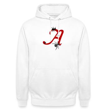 Buchstabe A Initiale - Unisex Hoodie - Weiß - Vorne - AI Model Male 185 dark (185cm) & AI Model Female 172 dark (172cm)