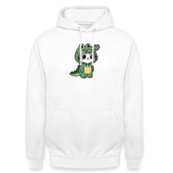 Chat crocodile Kawaii - Sweat-shirt à capuche unisexe - blanc - Devant - AI Model Male 185 dark (185cm) & AI Model Female 172 dark (172cm)