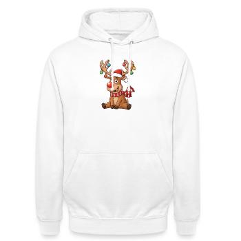 Niedliches Rentier Weihnachten Illustration  - Unisex Hoodie - Weiß - Vorne - AI Model Male 185 dark (185cm) & AI Model Female 172 dark (172cm)