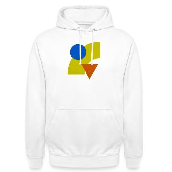 Geometric color constellation - Unisex Hoodie - white - Front - AI Model Male 185 dark (185cm) & AI Model Female 172 dark (172cm)