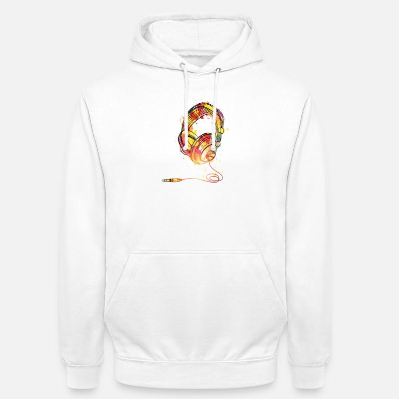 Bunte Kopfhörer-Splash-Illustration - Unisex Hoodie - Weiß
