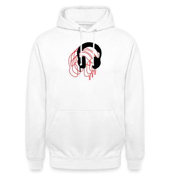Headphones - Unisex Hoodie - white - Front - AI Model Male 185 dark (185cm) & AI Model Female 172 dark (172cm)