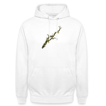 Flechtenzweig Wald Natur Design - Unisex Hoodie - Weiß - Vorne - AI Model Male 185 dark (185cm) & AI Model Female 172 dark (172cm)