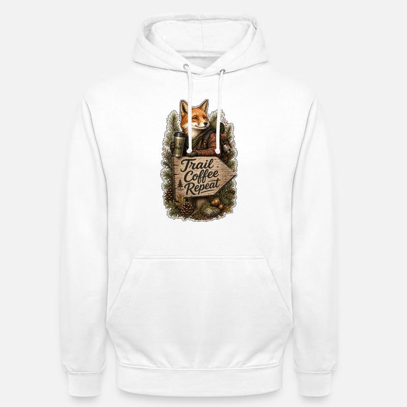 Trail Coffee Repeat Fox - Unisex Hoodie - white