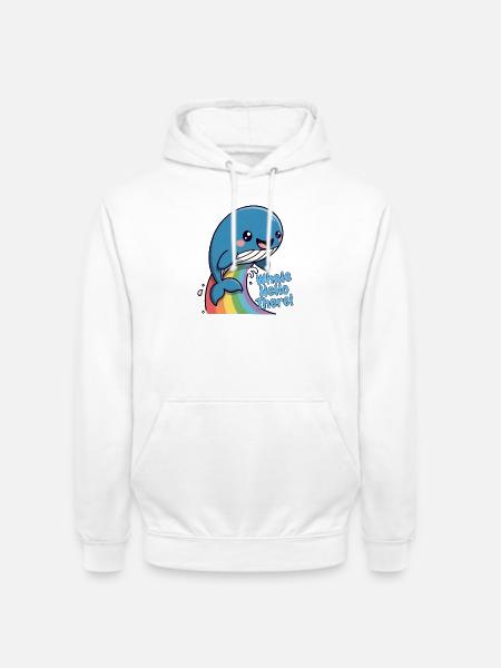 Rainbow Whale Hello There - Unisex Hoodie - white