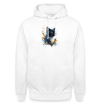 Bunte Katze - Unisex Hoodie - Weiß - Vorne - AI Model Male 185 dark (185cm) & AI Model Female 172 dark (172cm)