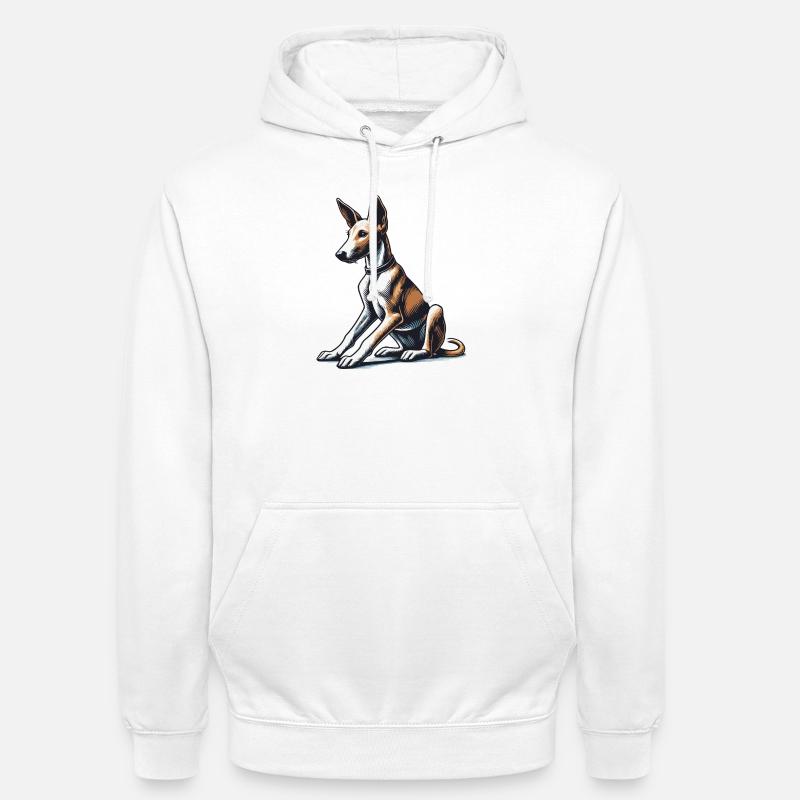 Podengo Português - Sweat-shirt à capuche unisexe - blanc