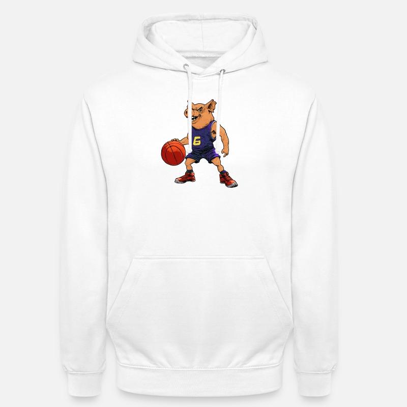 Cochon basketteur basketteur - Sweat-shirt à capuche unisexe - blanc