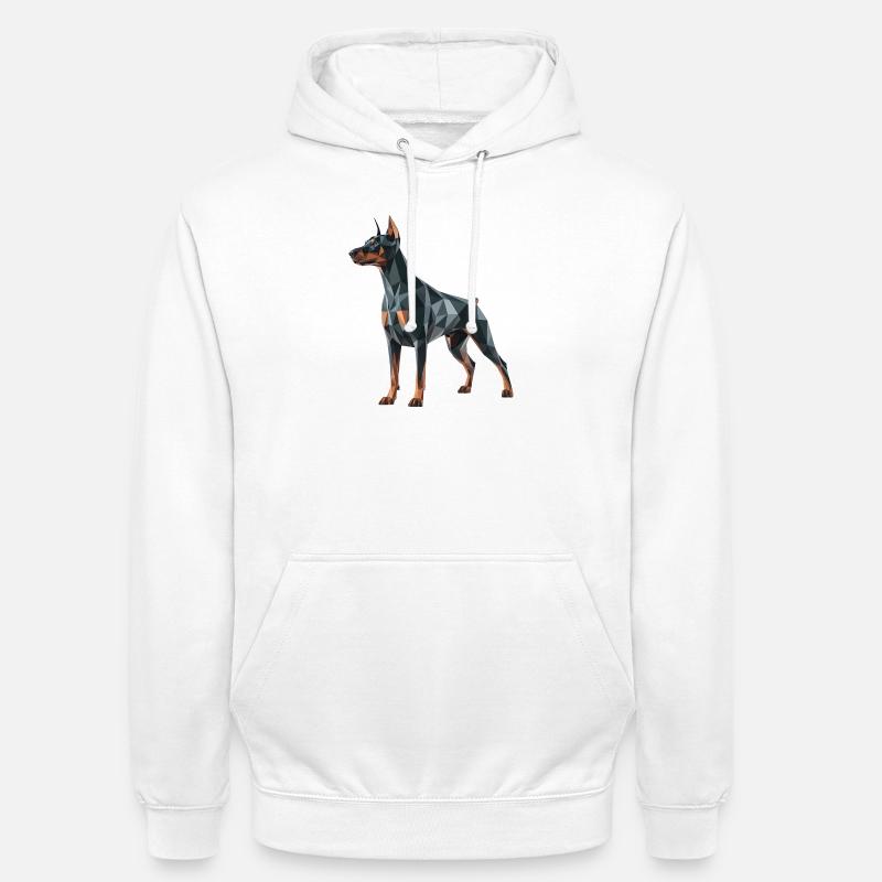 Dobermann - Cooles Low-Poly-Logo - Unisex Hoodie - Weiß