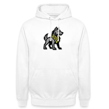 Wolf Wikinger - Unisex Hoodie - Weiß - Vorne - AI Model Male 185 dark (185cm) & AI Model Female 172 dark (172cm)