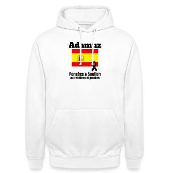 Espagne, Spain, drapeau Espagnol - Sweat-shirt à capuche unisexe - blanc - Devant - AI Model Male 185 dark (185cm) & AI Model Female 172 dark (172cm)
