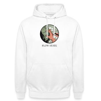 Flow State: Hand Gripping Mountain - Unisex Hoodie - white - Front - AI Model Male 185 dark (185cm) & AI Model Female 172 dark (172cm)