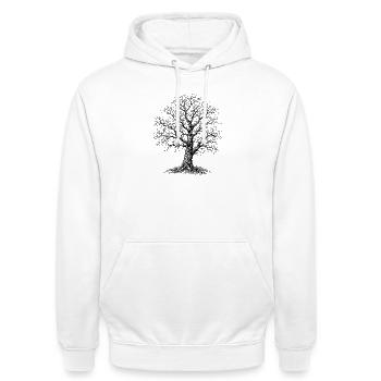 Eiche - Unisex Hoodie - Weiß - Vorne - AI Model Male 185 dark (185cm) & AI Model Female 172 dark (172cm)