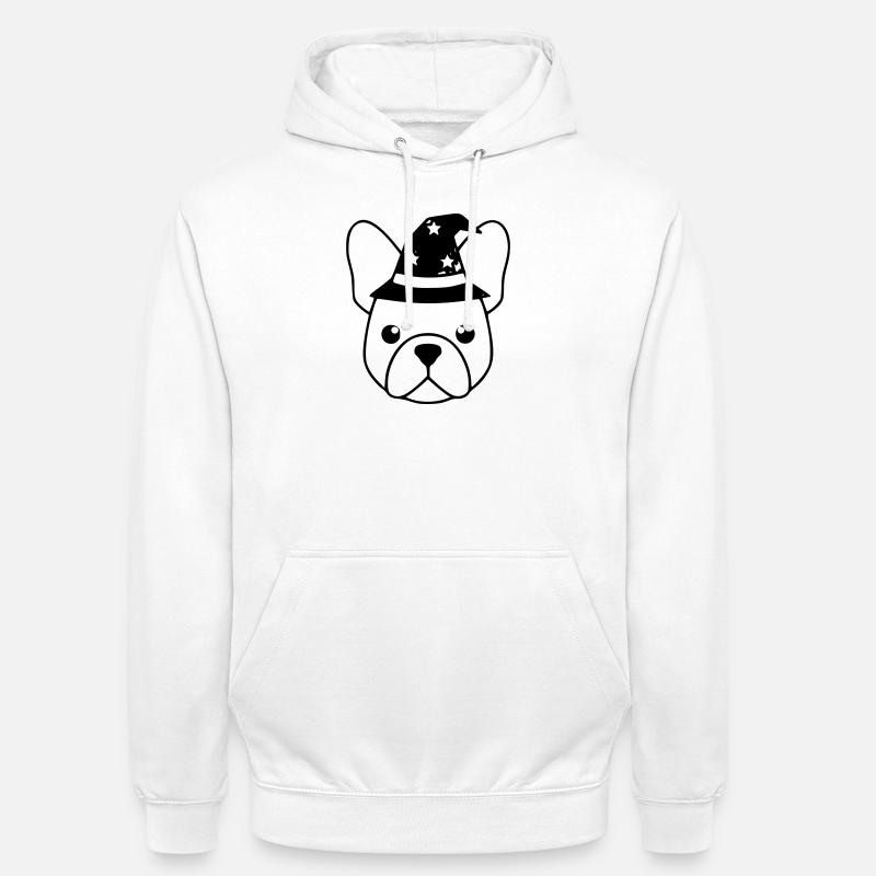 Frenchie Zauberer Hut Outline - Unisex Hoodie - Weiß